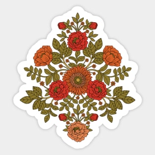 Green, Red and Orange Flowers Sticker